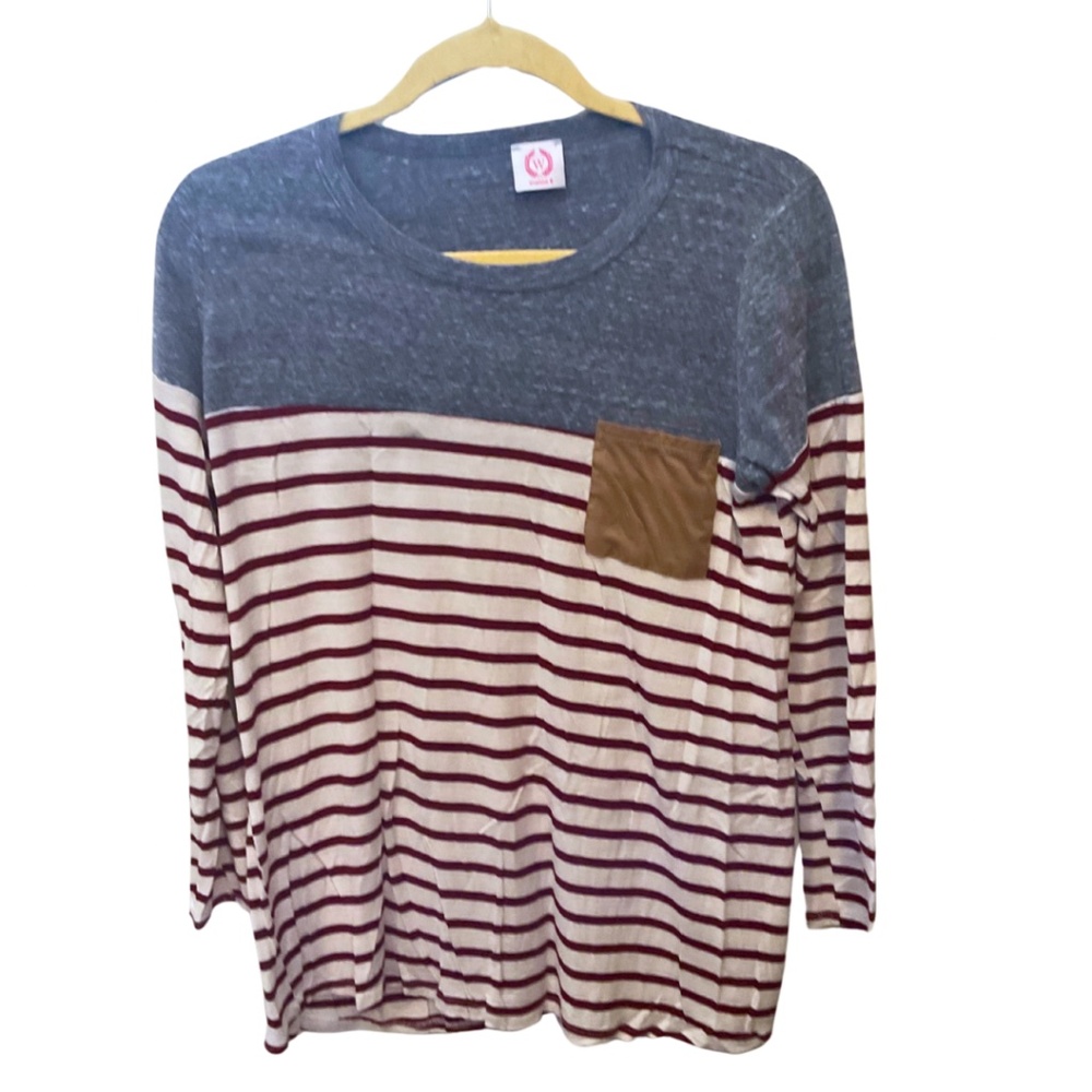 Wanna B Quarter Sleeve Striped Blouse